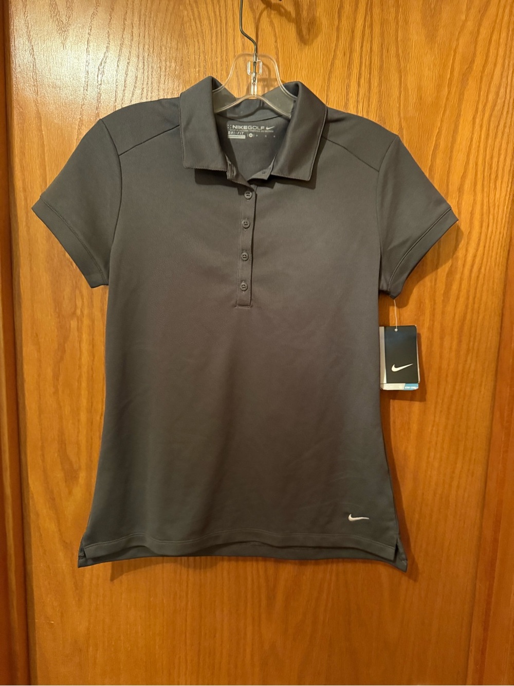 NWT Nike Golf Women's Charcoal Short-Sleeve Button-Down Polo Shirt Medium